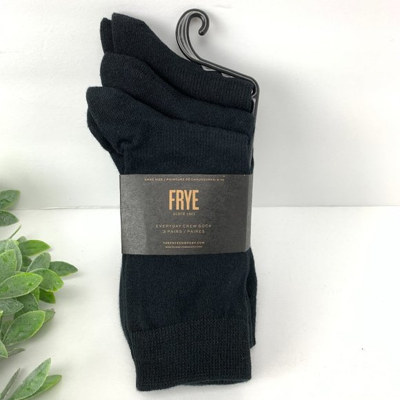 Frye Everyday Crew Socks Black Three Pairs Cotton